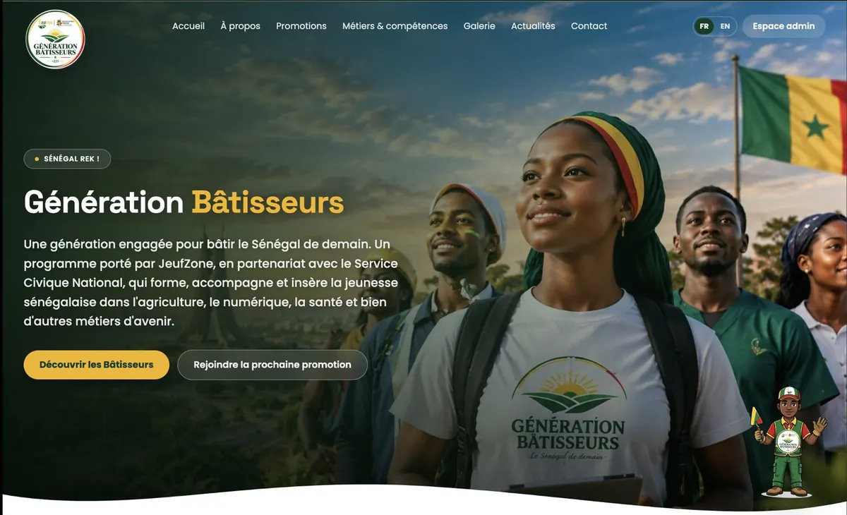 Aperçu du site Génération Bâtisseurs réalisé par Therion