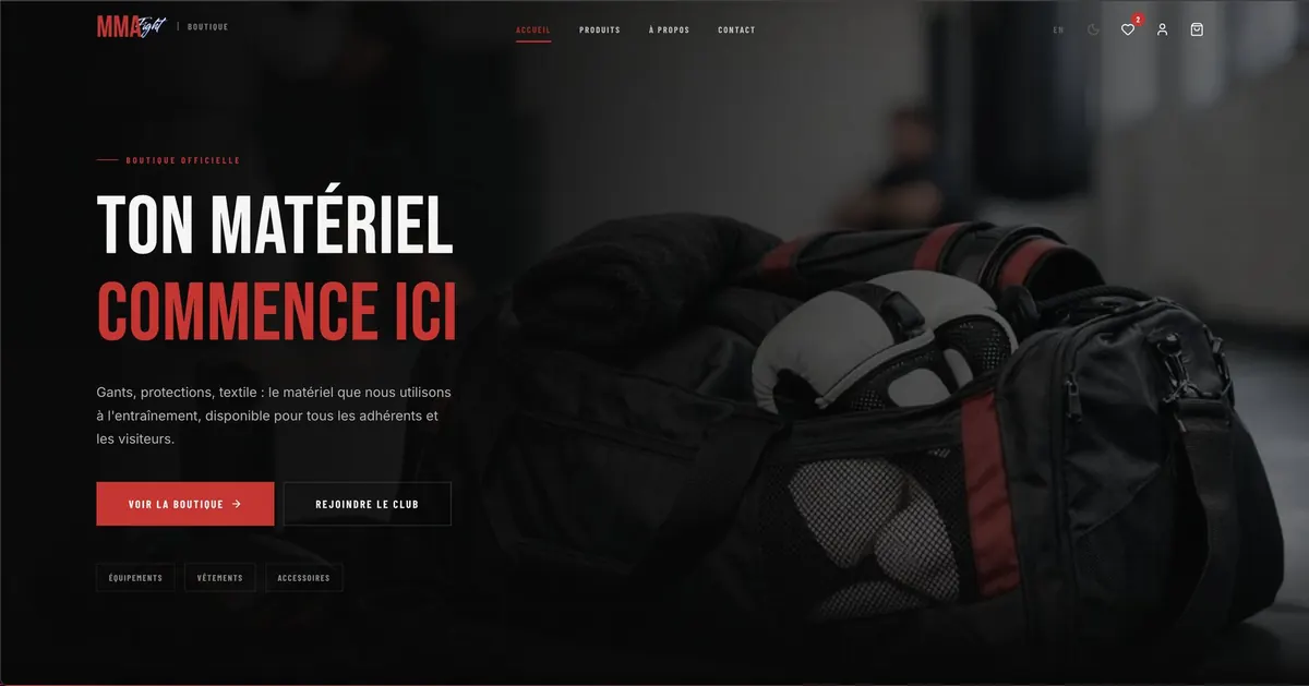 Aperçu du site SHOP MMA FGT réalisé par Therion
